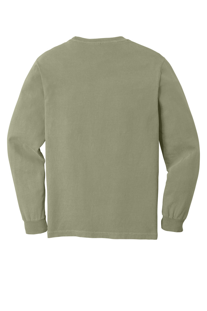 Rear View of Sandstone COMFORT COLORS Heavyweight Ring Spun Long Sleeve Tee. 6014