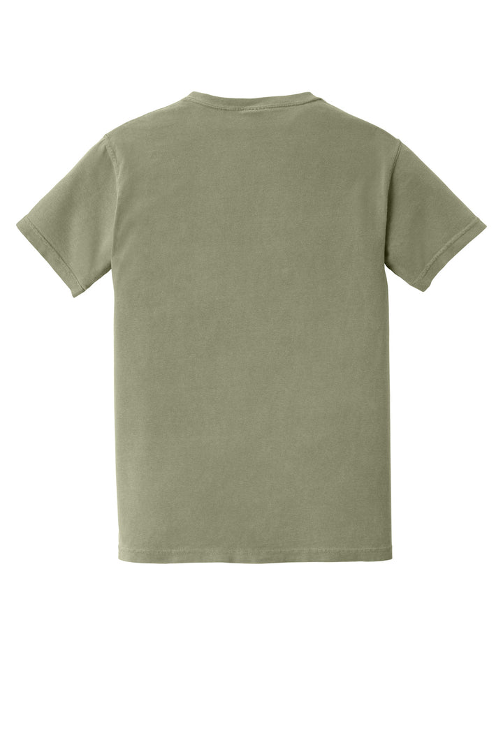 Rear View of Sandstone COMFORT COLORS Heavyweight Ring Spun Pocket Tee. 6030
