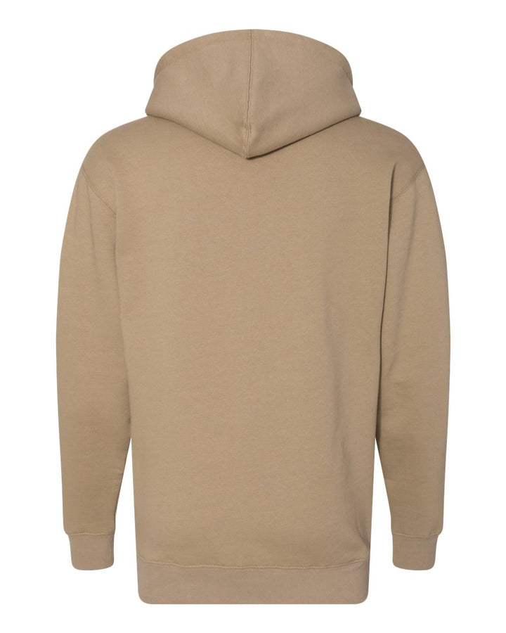 Rear View of Sandstone Heavyweight Hooded Sweatshirt - IND4000