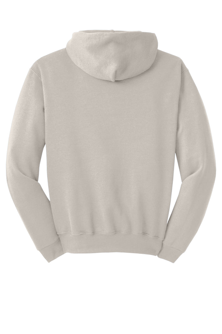 Rear View of Sandstone Jerzees NuBlend Pullover Hooded Sweatshirt. 996M