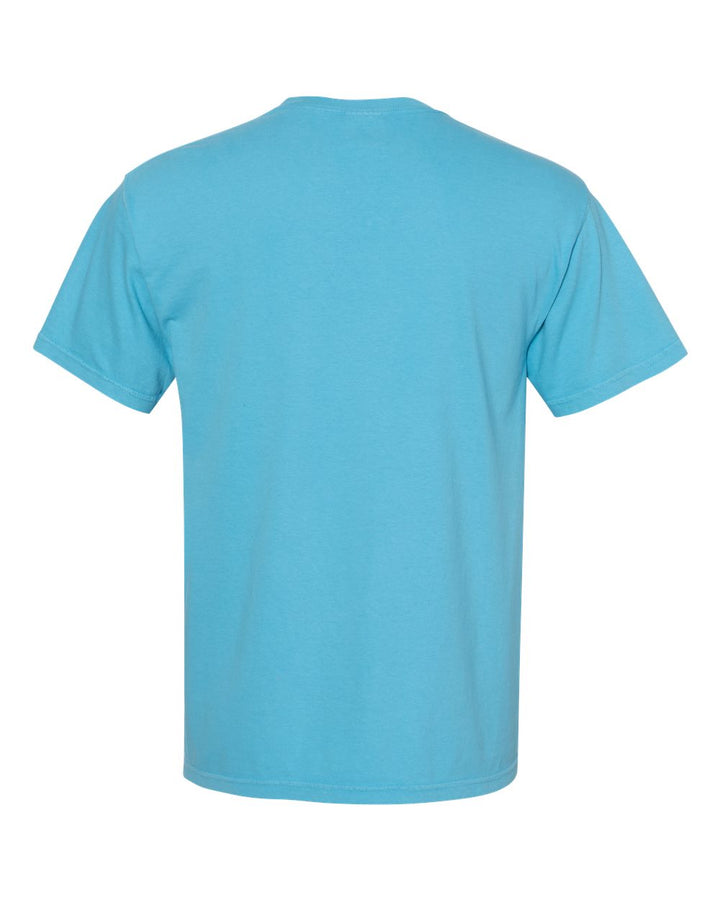 Rear View of Sapphire Garment-Dyed Heavyweight Pocket T-Shirt - 6030
