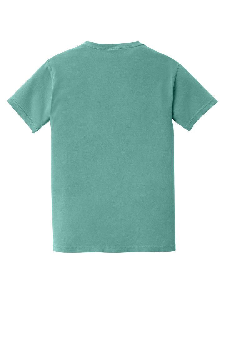 Rear View of Seafoam COMFORT COLORS Heavyweight Ring Spun Pocket Tee. 6030