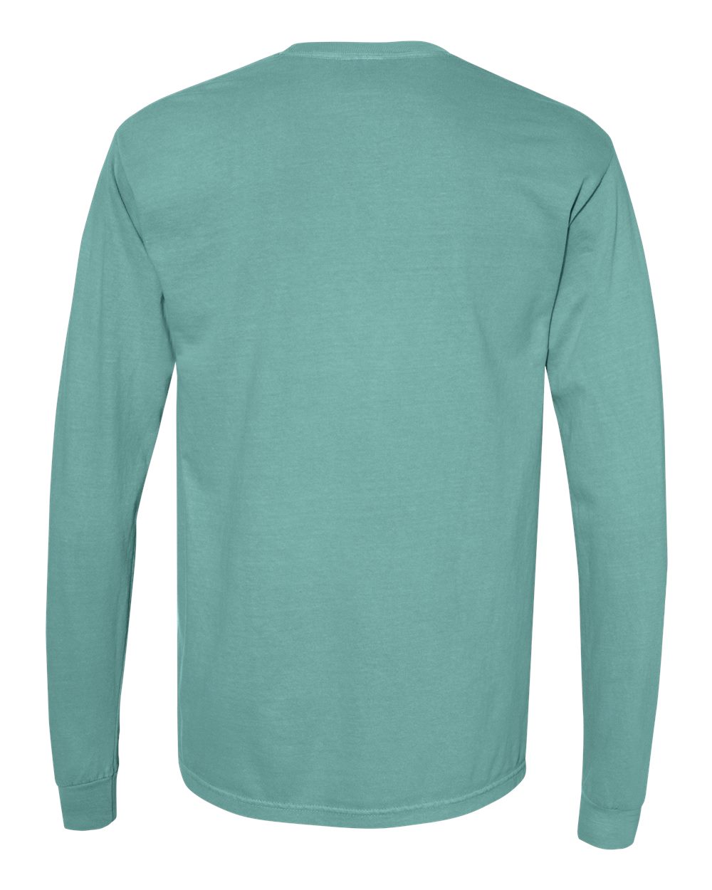 Rear View of Seafoam Garment-Dyed Heavyweight Long Sleeve T-Shirt - 6014