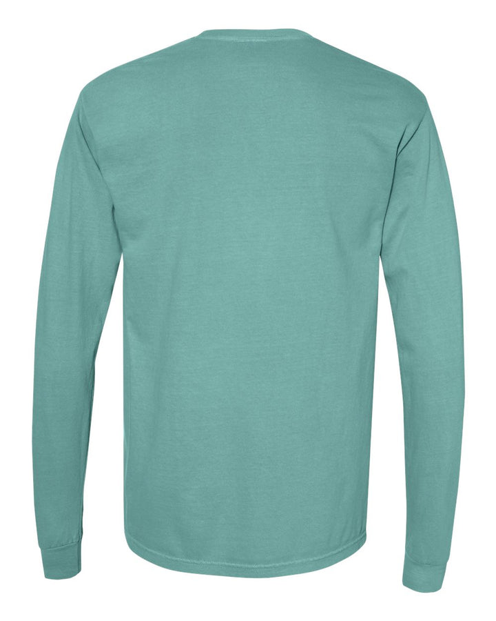 Rear View of Seafoam Garment-Dyed Heavyweight Long Sleeve T-Shirt - 6014