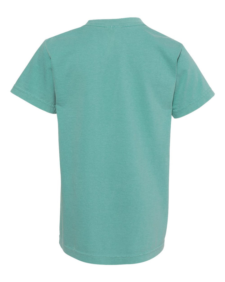Rear View of Seafoam Garment-Dyed Youth Heavyweight T-Shirt - 9018