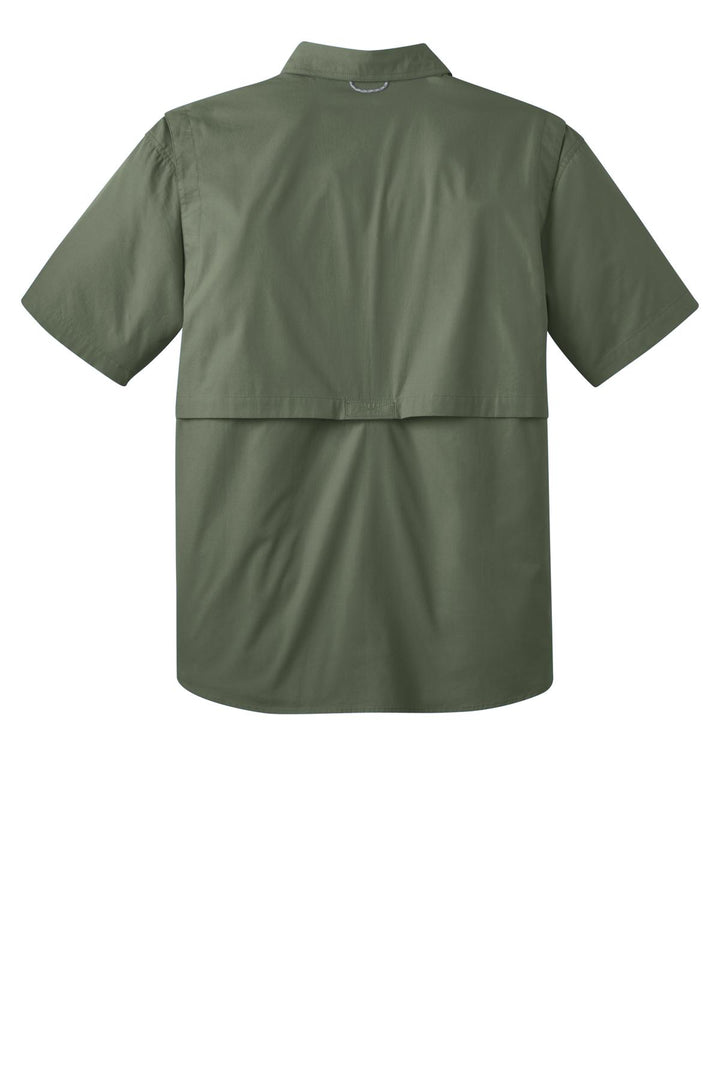 Rear View of Seagrass Green Eddie Bauer - Short Sleeve Fishing Shirt. EB608
