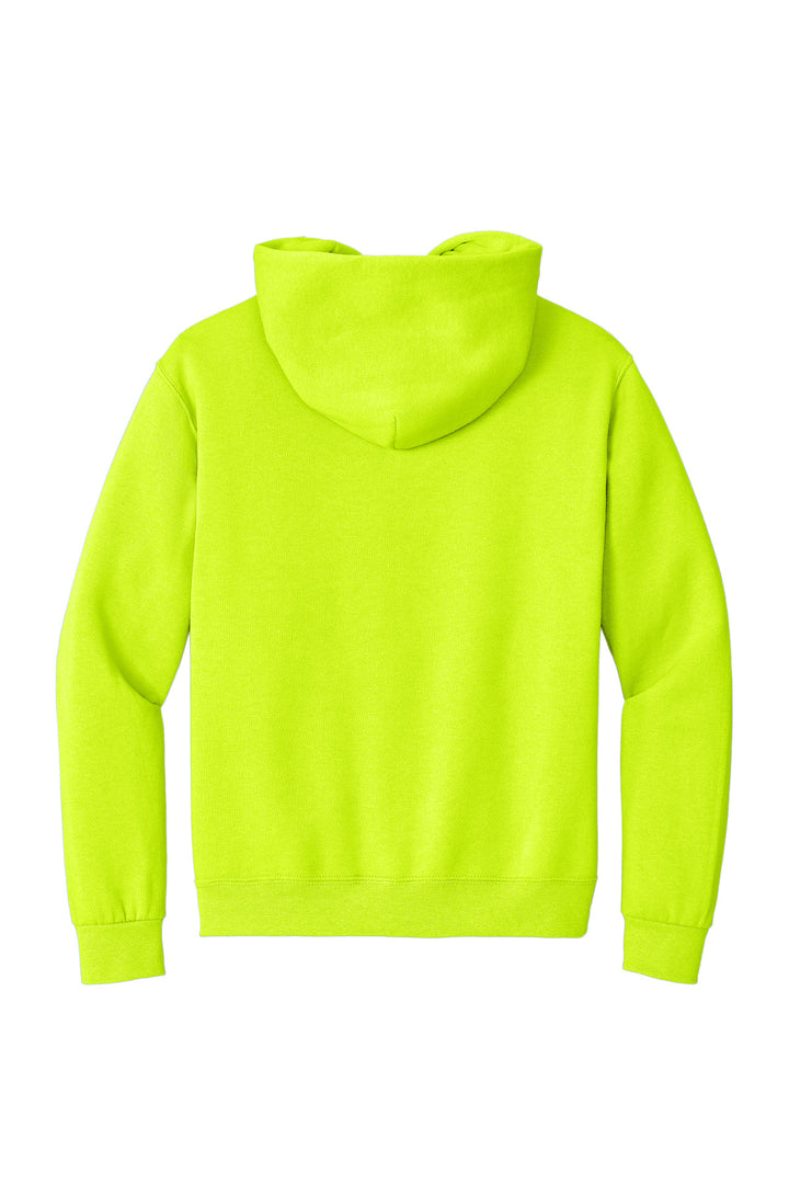 Rear View of SftyGrn Jerzees Super Sweats NuBlend - Pullover Hooded Sweatshirt. 4997M