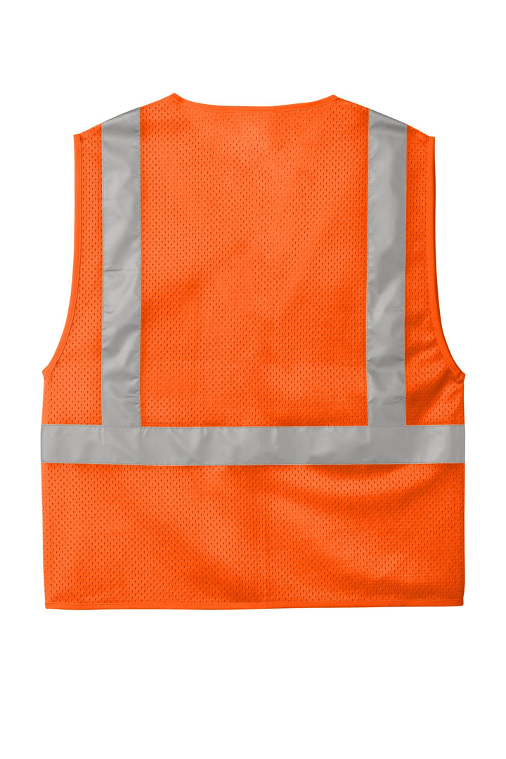 Rear View of SftyOrg CornerStone ANSI 107 Class 2 Mesh Zippered Vest. CSV102