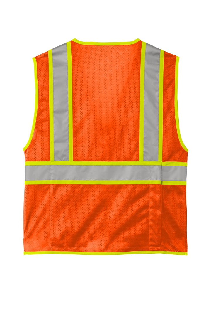 Rear View of SftyOrg CornerStone ANSI 107 Class 2 Surveyor Zippered Two-Tone Vest. CSV105