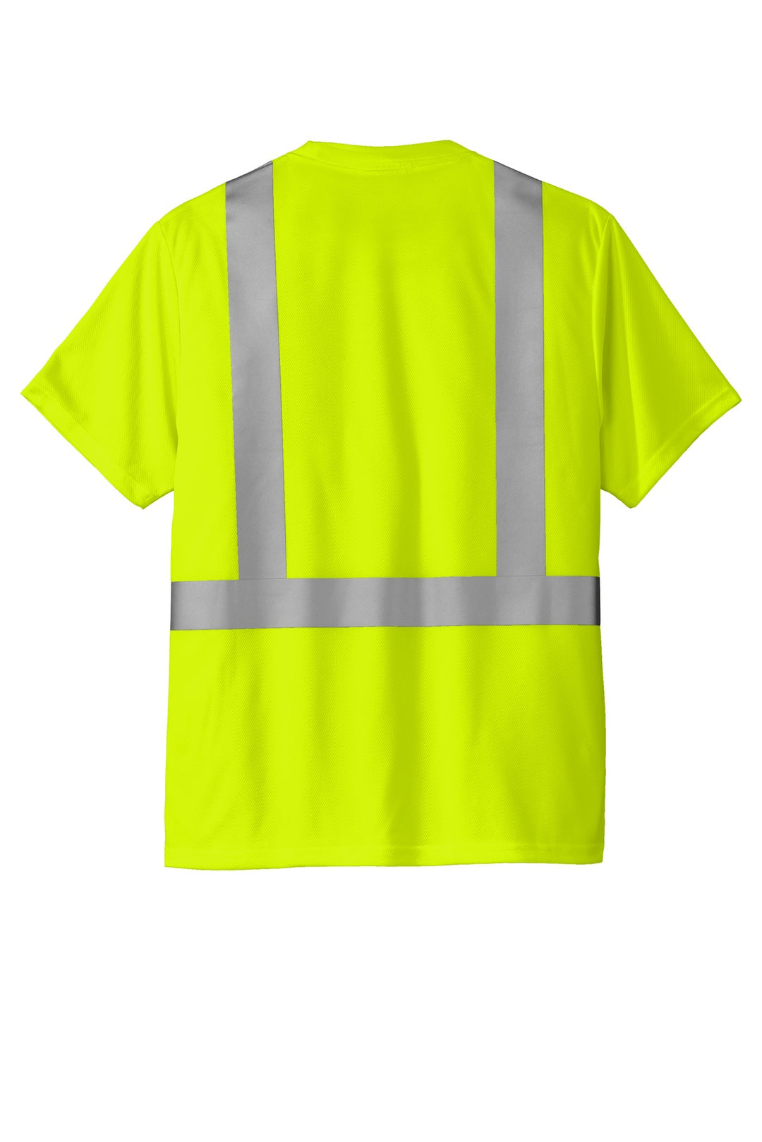 Rear View of SftyYellow CornerStone ANSI 107 Class 2 Mesh Tee. CS200