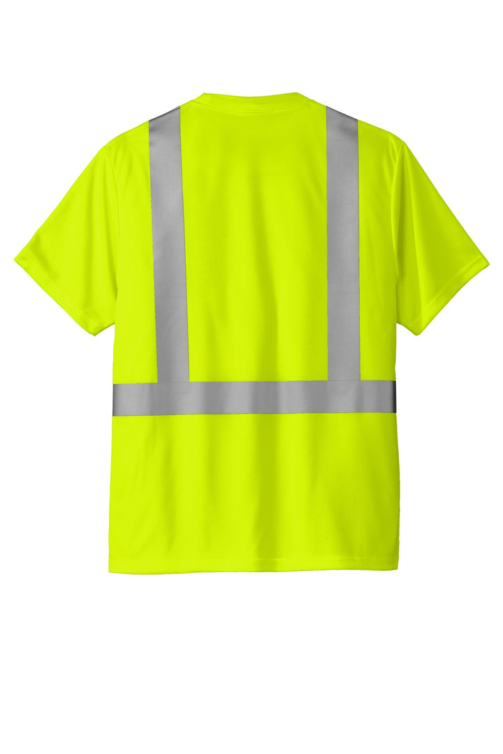 Rear View of SftyYellow CornerStone ANSI 107 Class 2 Mesh Tee. CS200