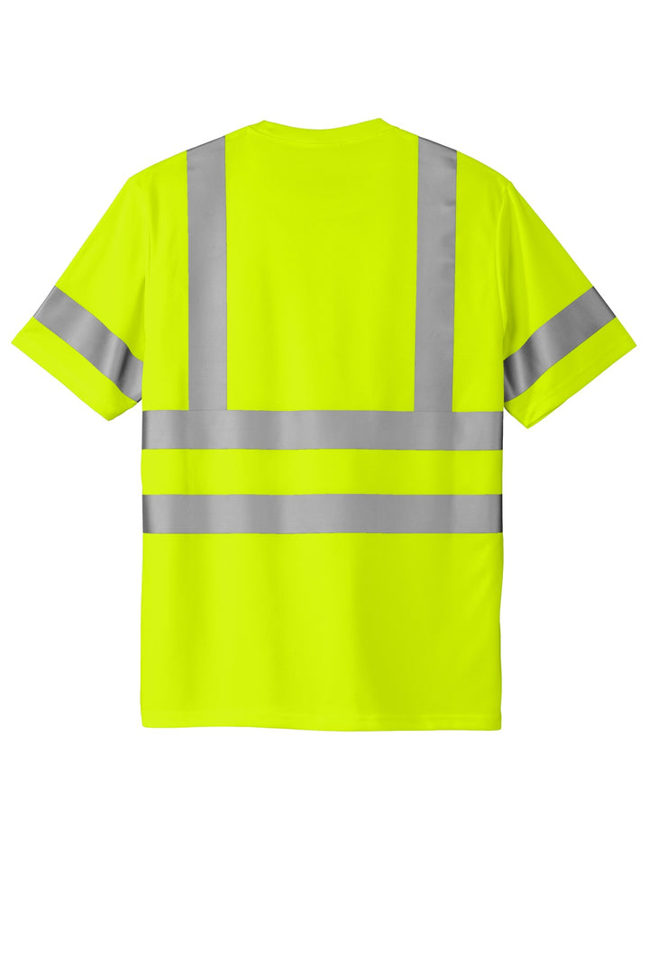 Rear View of SftyYellow CornerStone ANSI 107 Class 3 Mesh Tee. CS202
