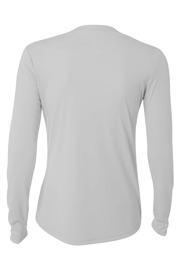 Rear View of Silver A4 Women's Cooling Performance Long Sleeve Tee A4NW3002