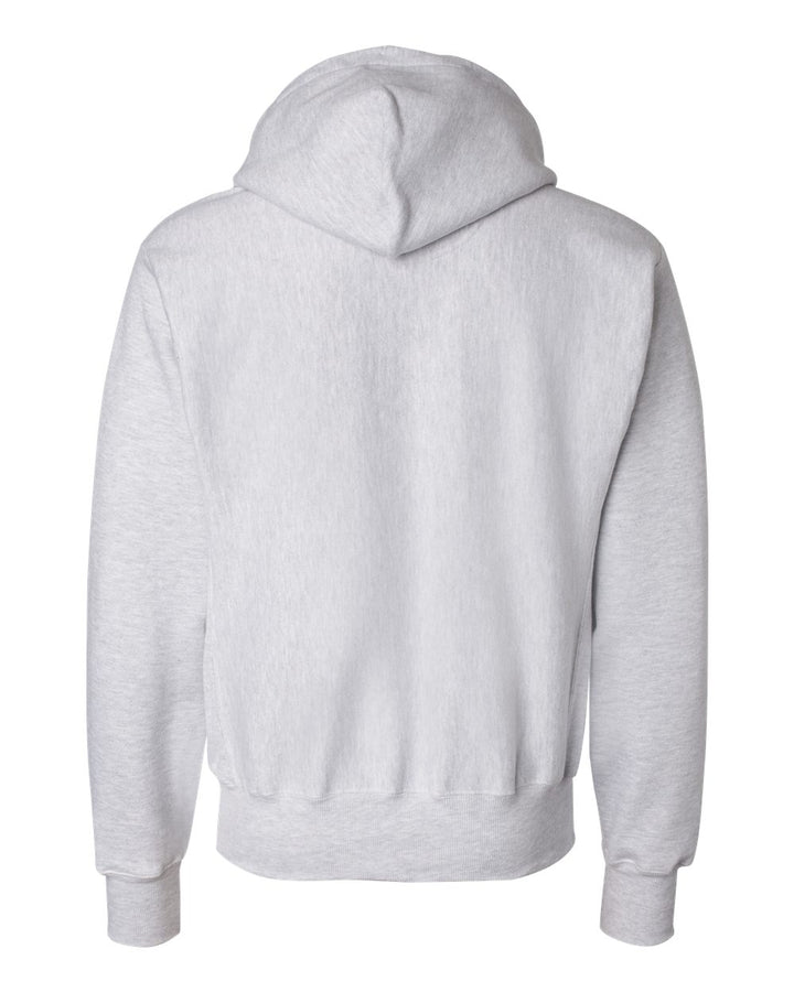 Rear View of Silver Grey Reverse Weave® Hooded Sweatshirt - S101