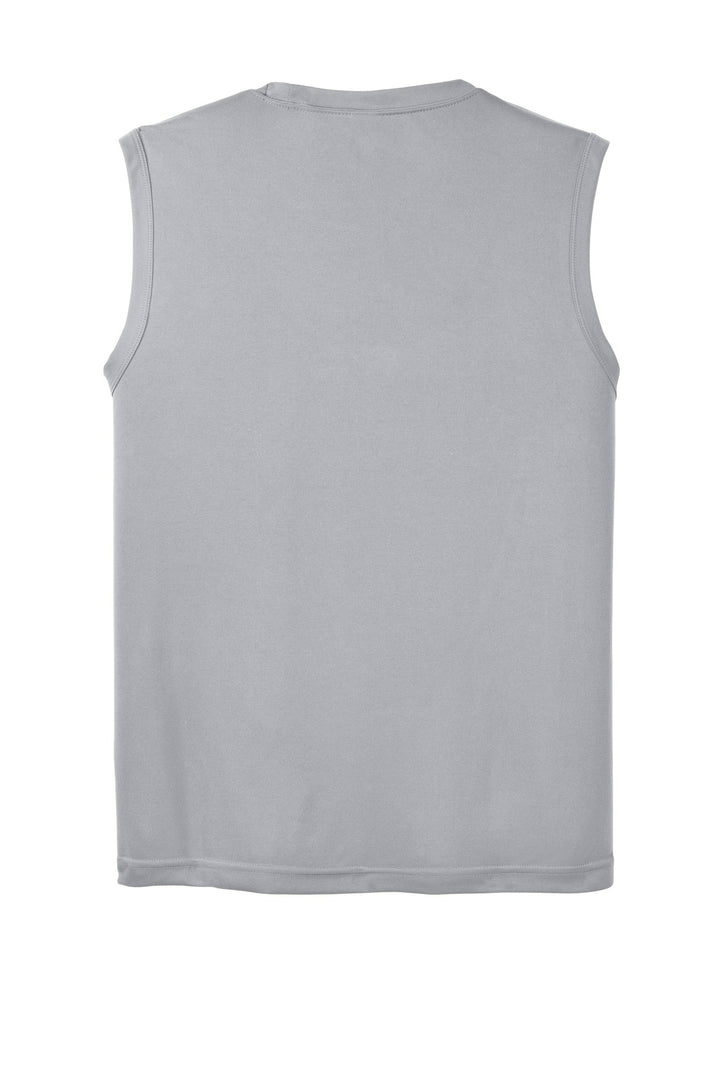 Rear View of Silver Sport-Tek Sleeveless PosiCharge Competitor Tee. ST352