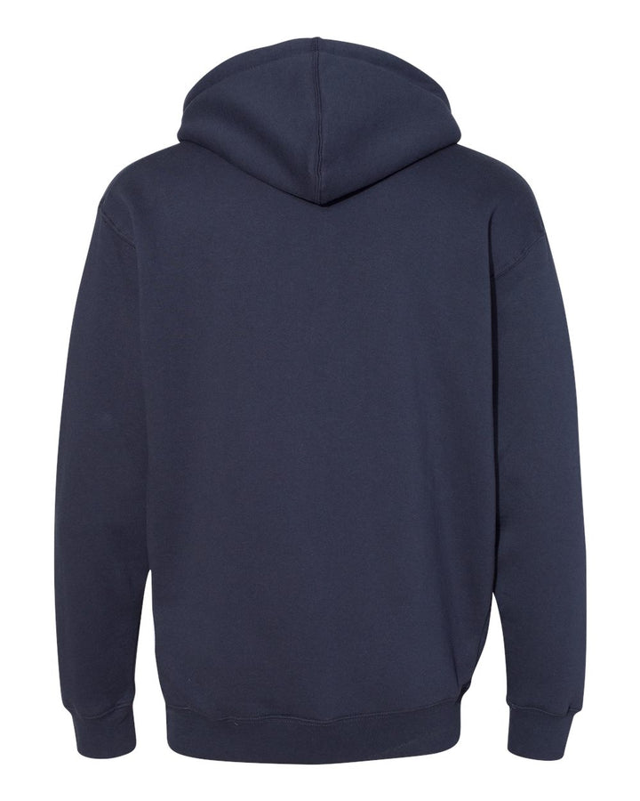 Rear View of Slate Blue Heavyweight Hooded Sweatshirt - IND4000