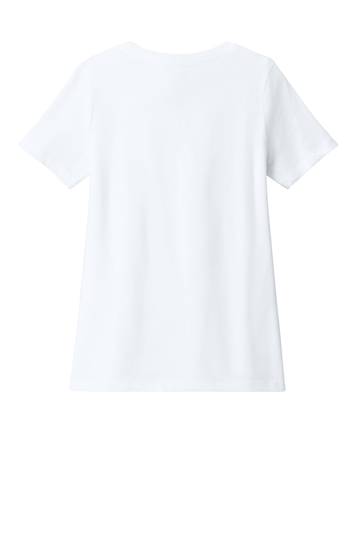 Rear View of SldWhBlend BELLA+CANVAS Women's Relaxed Heather CVC V-Neck Tee BC6405CVC