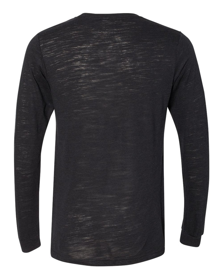 Rear View of Solid Black Slub Jersey Long Sleeve Tee - 3501