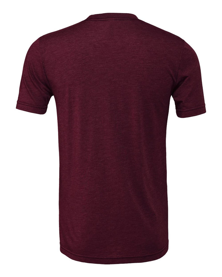 Rear View of Solid Maroon Triblend Triblend Tee - 3413