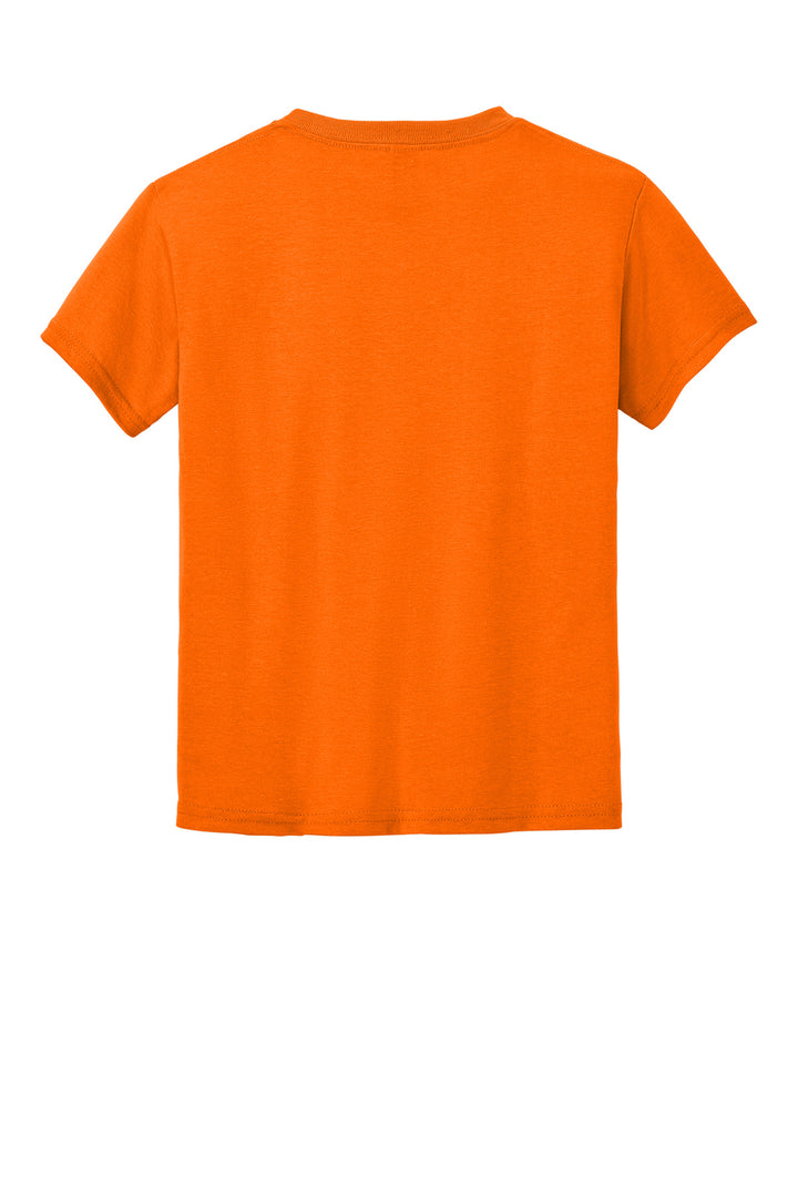 Rear View of SOrange Gildan Youth DryBlend 50 Cotton/50 Poly T-Shirt. 8000B