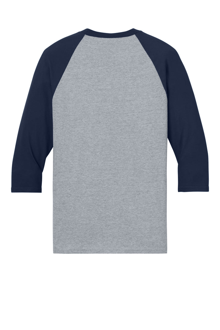Rear View of SpGTrimNvy Gildan Heavy Cotton 3/4-Sleeve Raglan T-Shirt. 5700