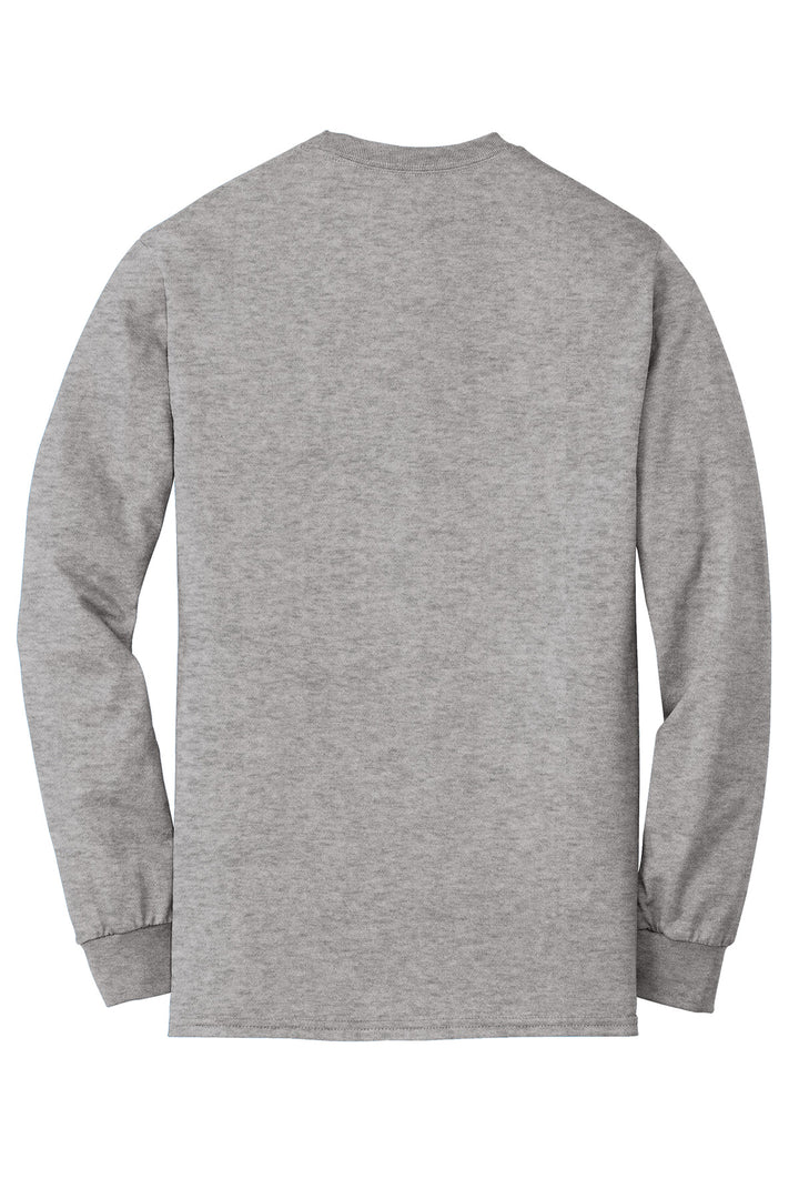 Rear View of Sport Grey Gildan - DryBlend 50 Cotton/50 Poly Long Sleeve T-Shirt. 8400