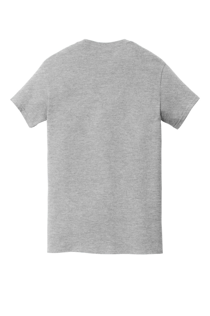 Rear View of Sport Grey Gildan Heavy Cotton 100% Cotton Pocket T-Shirt. 5300