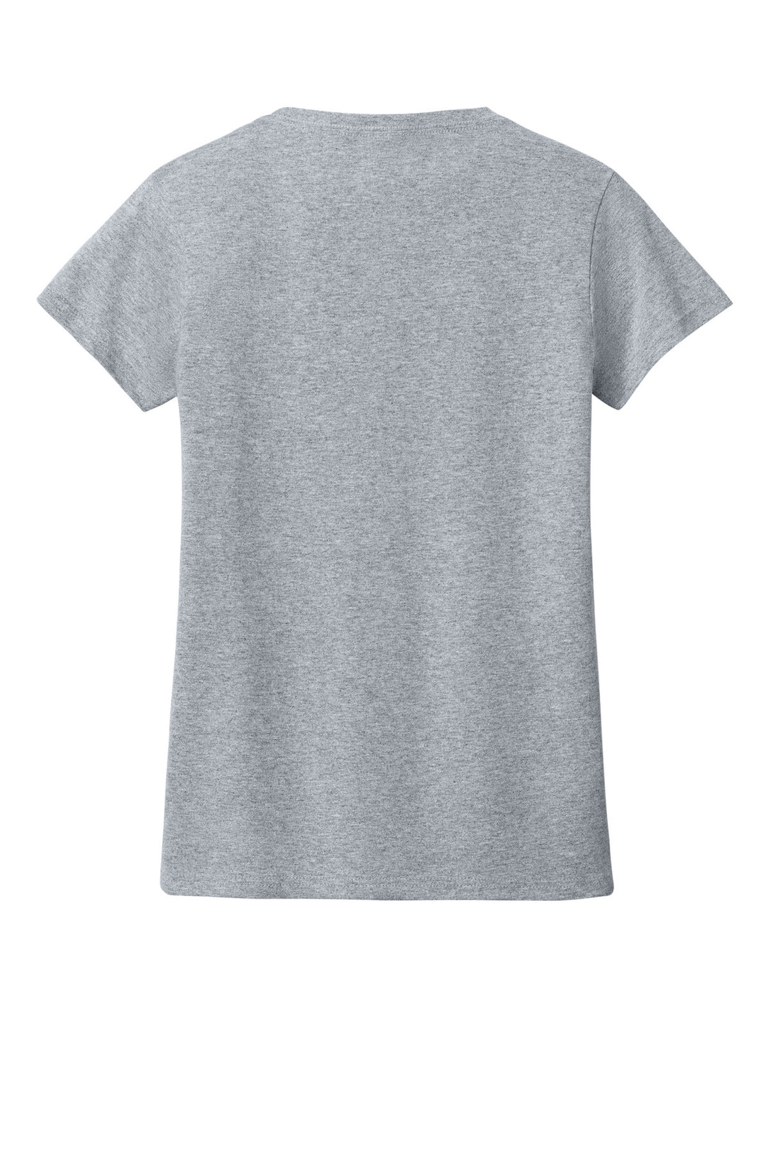 Rear View of Sport Grey Gildan Women's Heavy Cotton 100% Cotton V-Neck T-Shirt. 5V00L