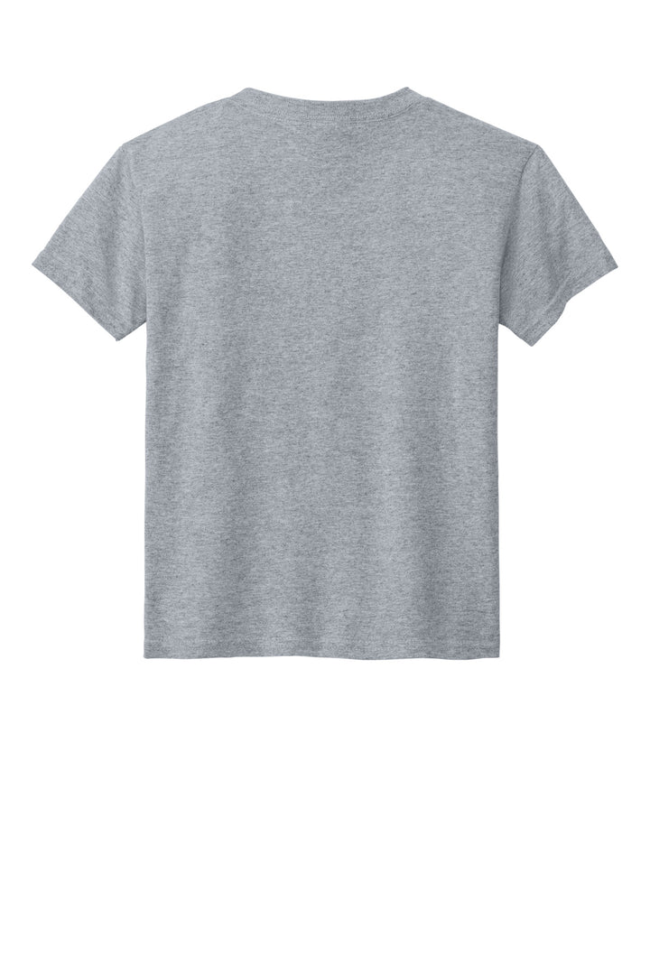 Rear View of Sport Grey Gildan Youth DryBlend 50 Cotton/50 Poly T-Shirt. 8000B