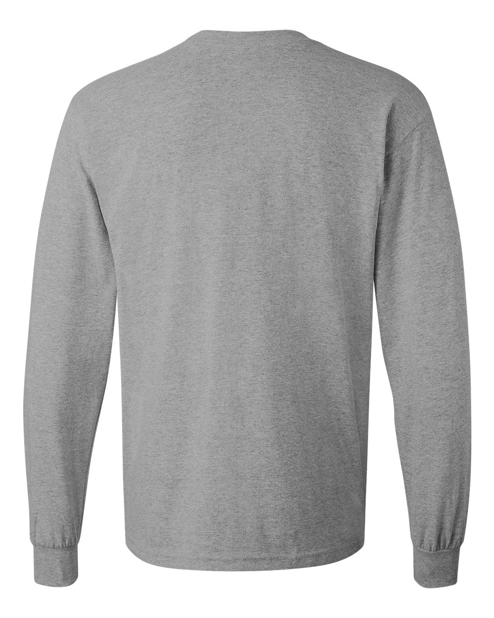 Rear View of Sport Grey Heavy Cotton™ Long Sleeve T-Shirt - 5400