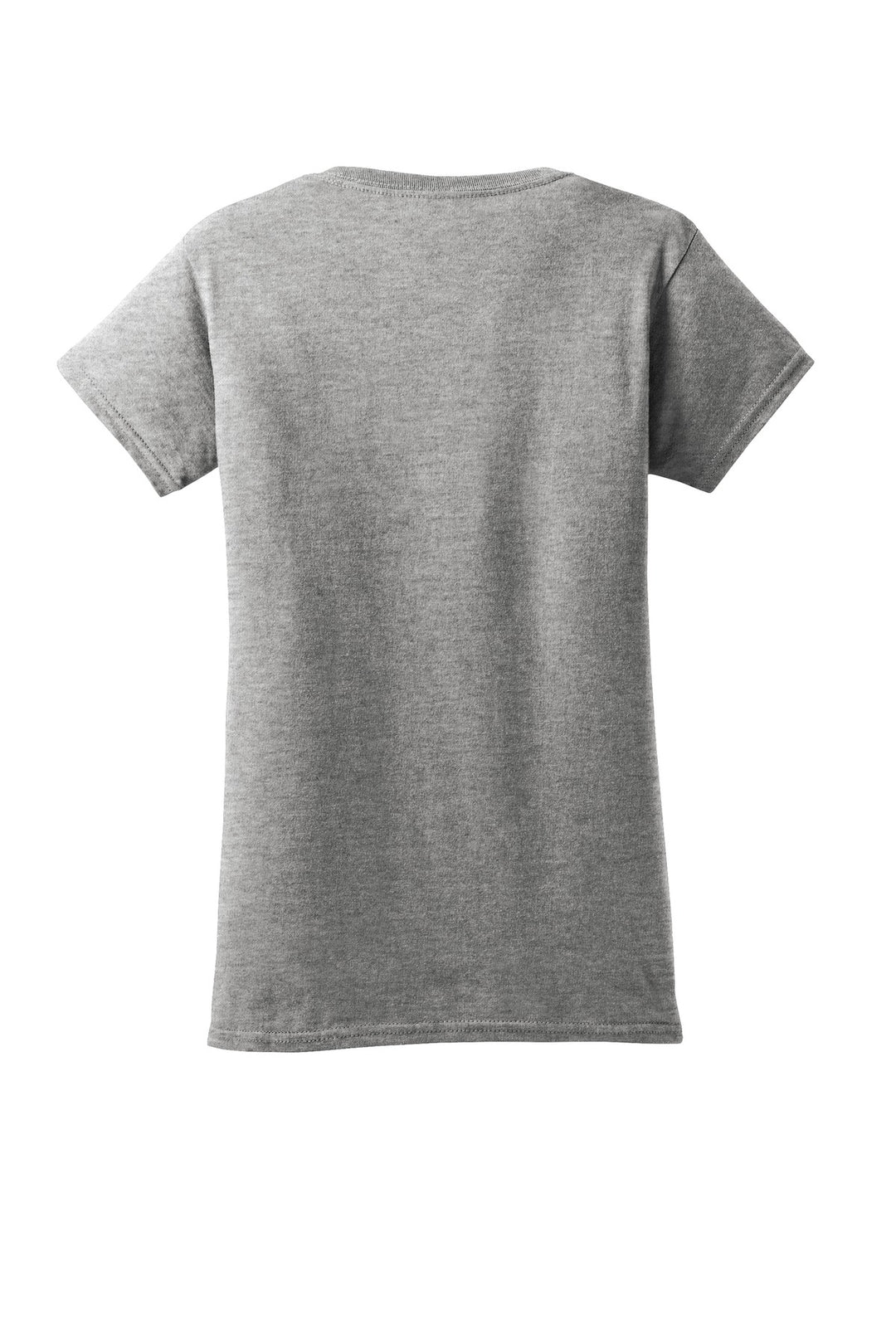 Rear View of Sports Grey Gildan Softstyle Women's T-Shirt. 64000L
