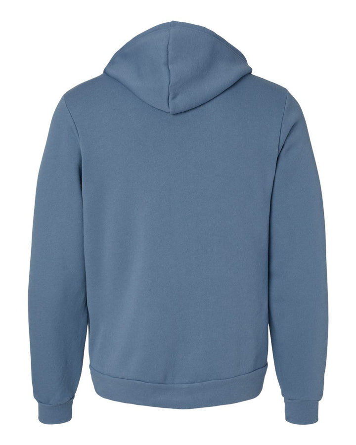 Rear View of Steel Blue Sponge Fleece Full-Zip Hoodie - 3739