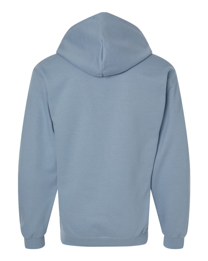 Rear View of Stone Blue Softstyle® Full-Zip Hooded Sweatshirt - SF600