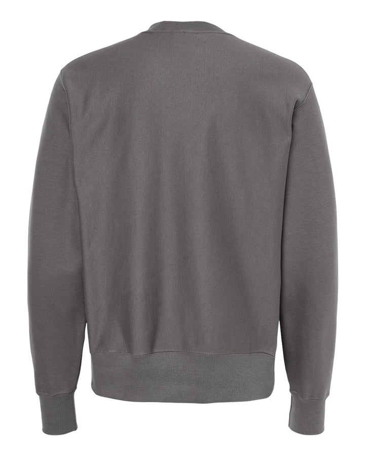 Rear View of Stone Grey Reverse Weave® Crewneck Sweatshirt - S149
