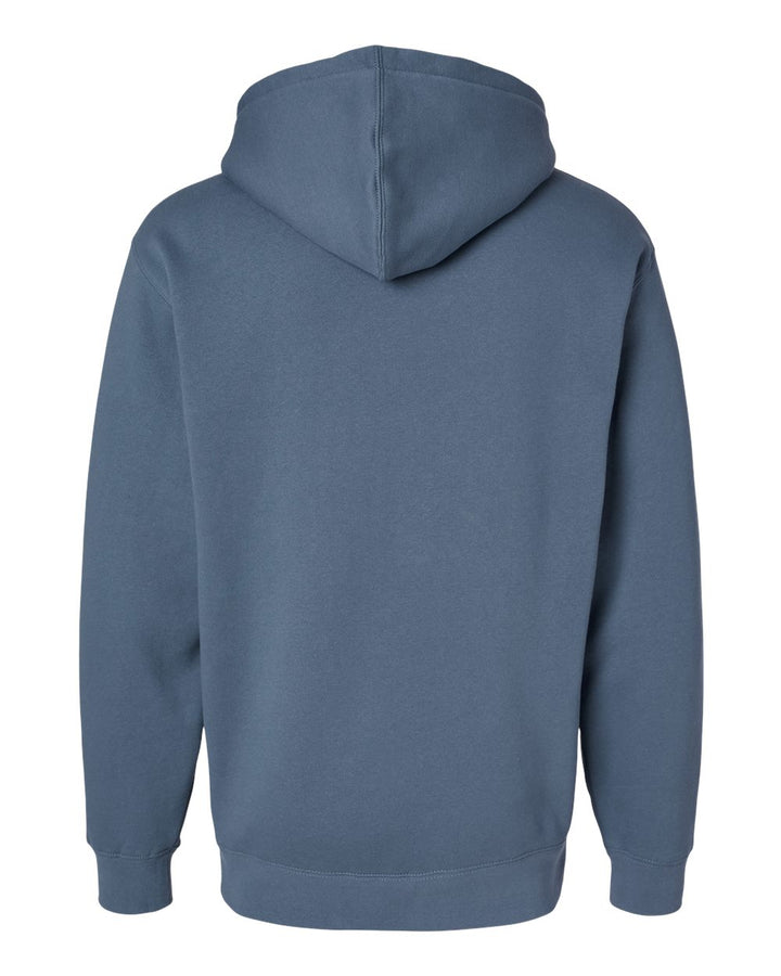 Rear View of Storm Blue Heavyweight Hooded Sweatshirt - IND4000