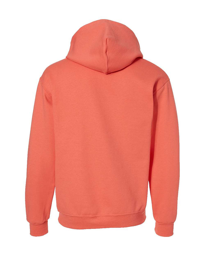 Rear View of Sunset Coral NuBlend® Hooded Sweatshirt - 996MR