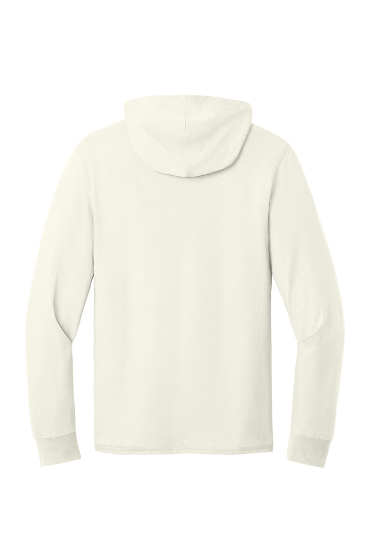 Rear View of SwtCrmHthr Jerzees Classics Unisex Cotton Long Sleeve Hooded T-Shirt 363LH