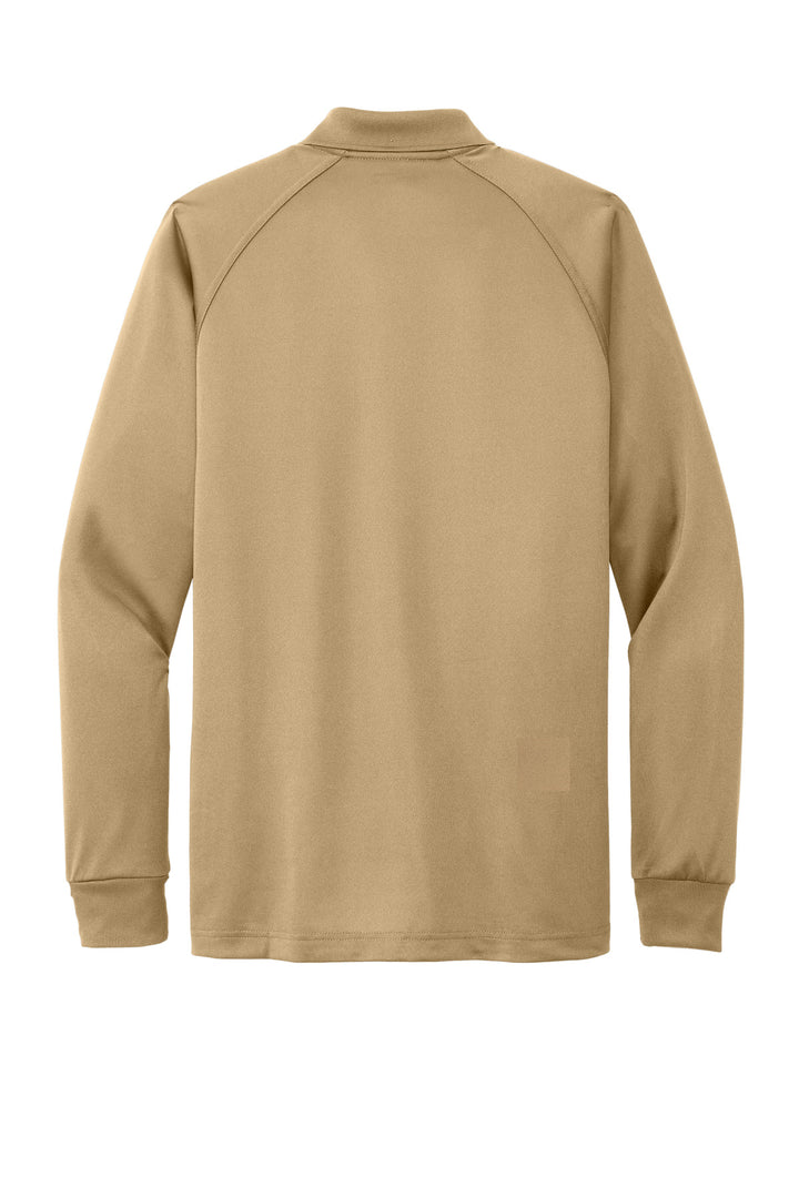 Rear View of Tan CornerStone - Select Long Sleeve Snag-Proof Tactical Polo. CS410LS