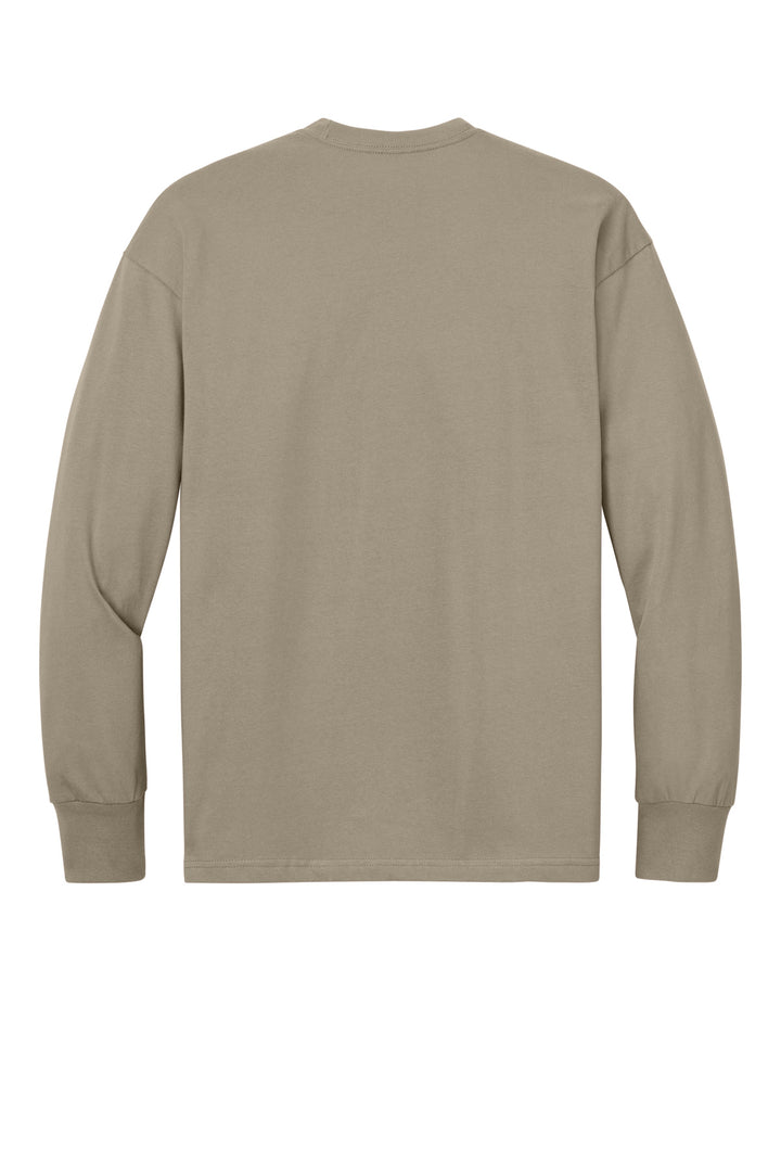 Rear View of Tan Next Level Apparel Heavyweight Long Sleeve Tee NL7211