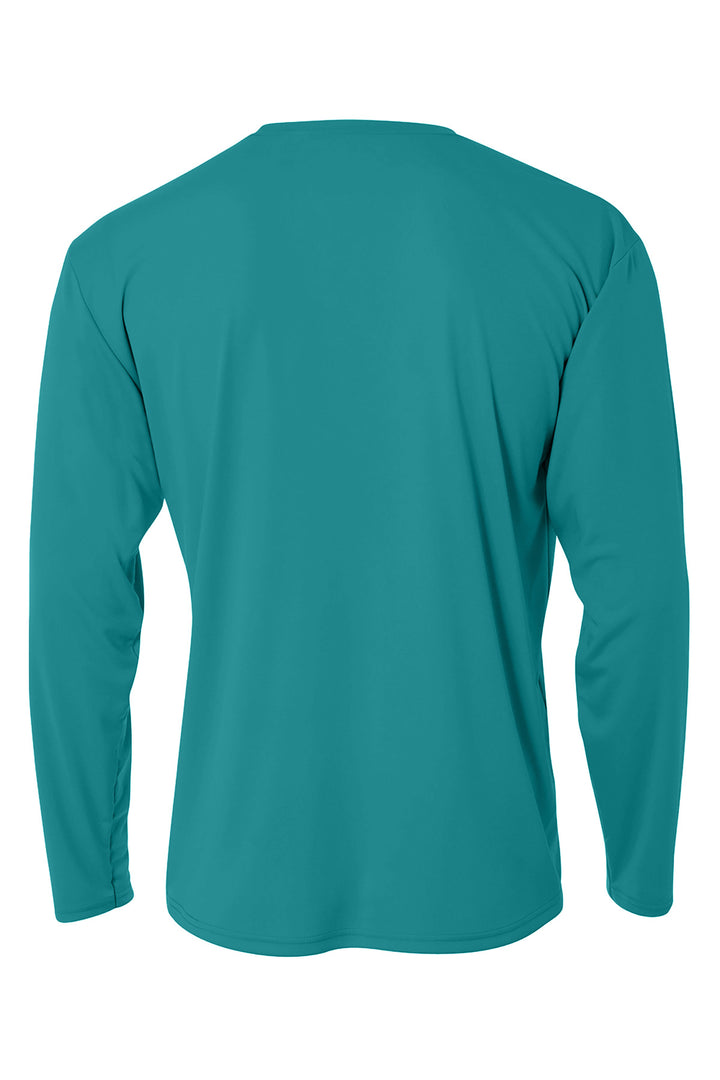 Rear View of Teal A4 Cooling Performance Long Sleeve Tee A4N3165
