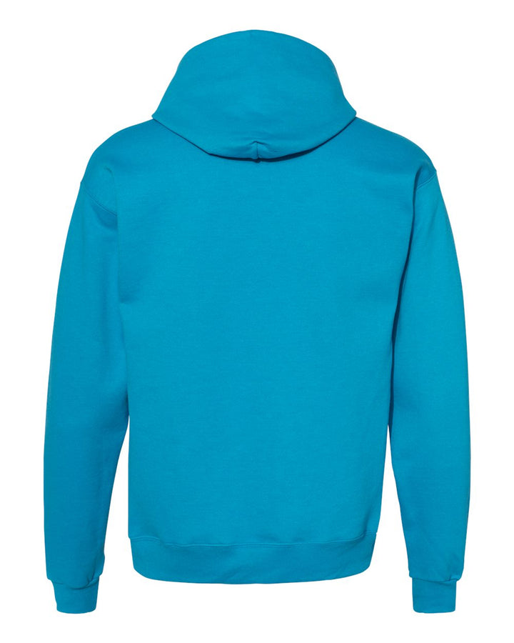 Rear View of Teal Ecosmart® Hooded Sweatshirt - P170