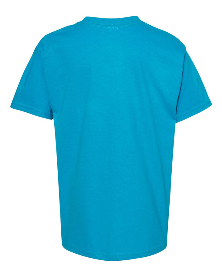 Rear View of Teal Essential-T Youth T-Shirt - 5480