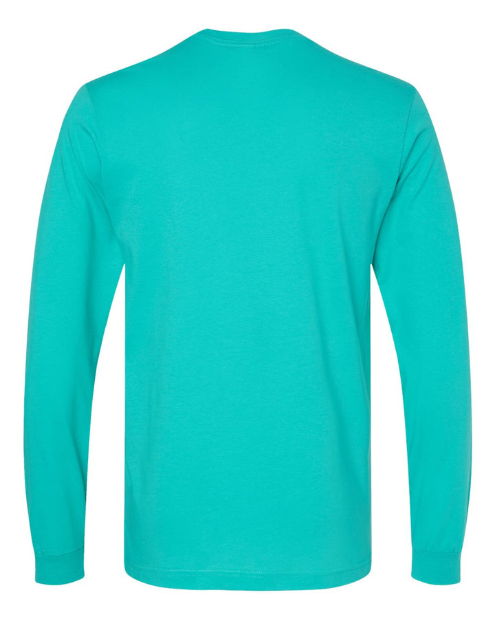 Rear View of Teal Jersey Long Sleeve Tee - 3501