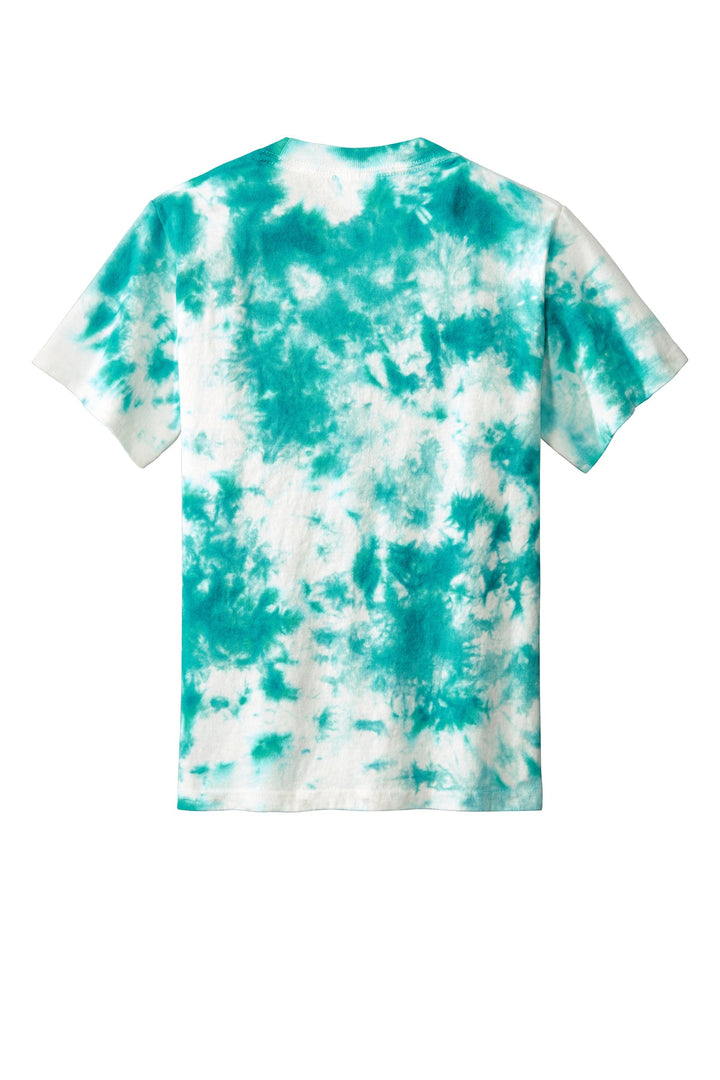 Rear View of Teal Port & Company Youth Crystal Tie-Dye Tee PC145Y