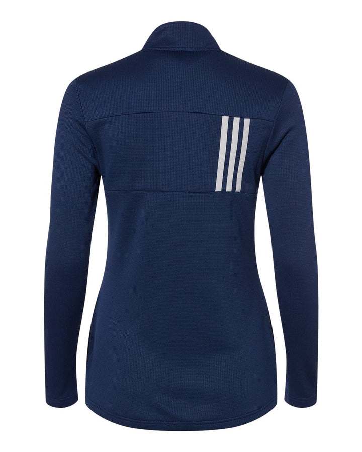 Rear View of Team Navy Blue/ Grey Two Women's 3-Stripes Double Knit Full-Zip - A483