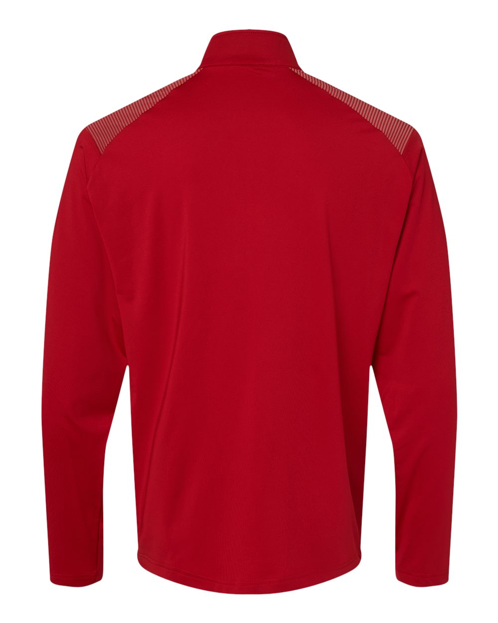 Rear View of Team Power Red Shoulder Stripe Quarter-Zip Pullover - A520