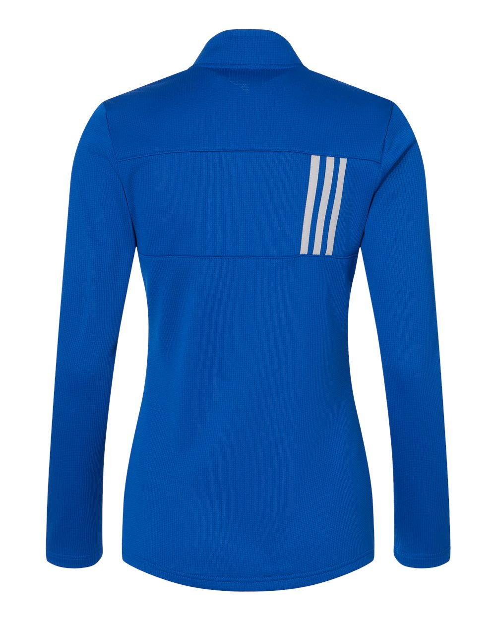 Rear View of Team Royal/ Grey Two Women's 3-Stripes Double Knit Full-Zip - A483