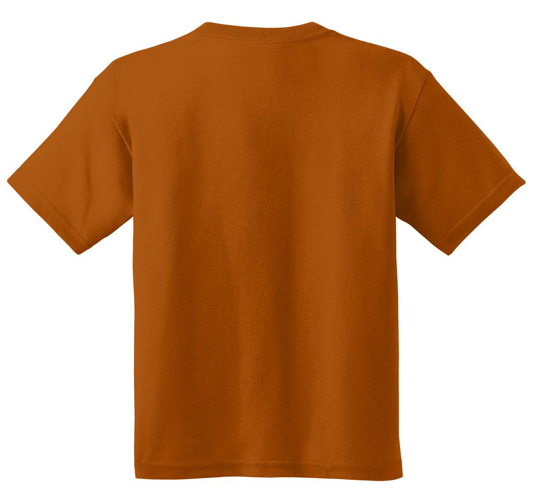 Rear View of Texas Orange Gildan - Youth Heavy Cotton 100% Cotton T-Shirt. 5000B