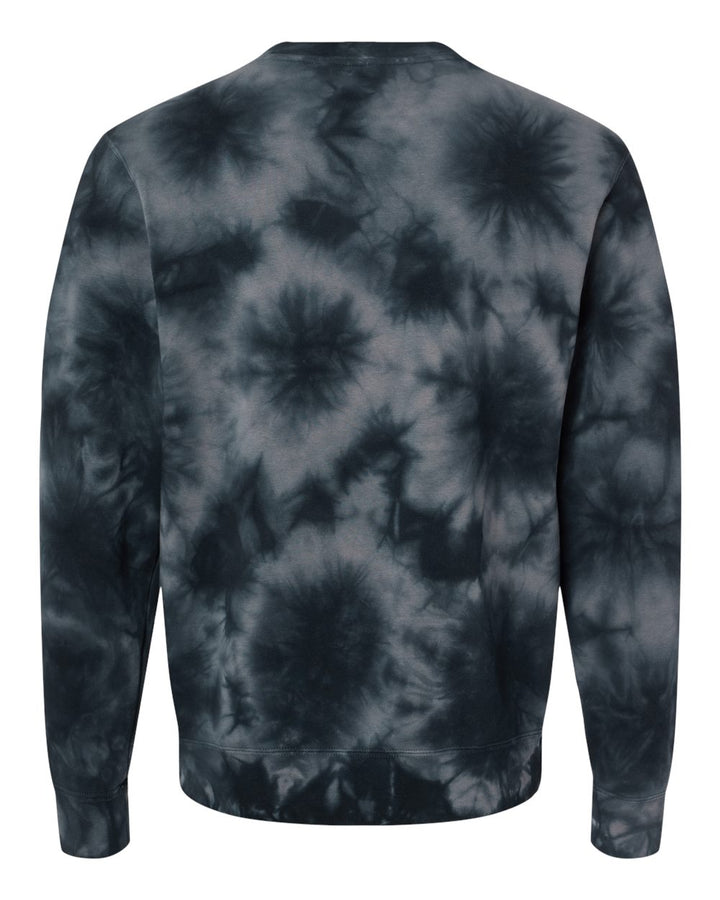 Rear View of Tie Dye Black Midweight Tie-Dyed Crewneck Sweatshirt - PRM3500TD