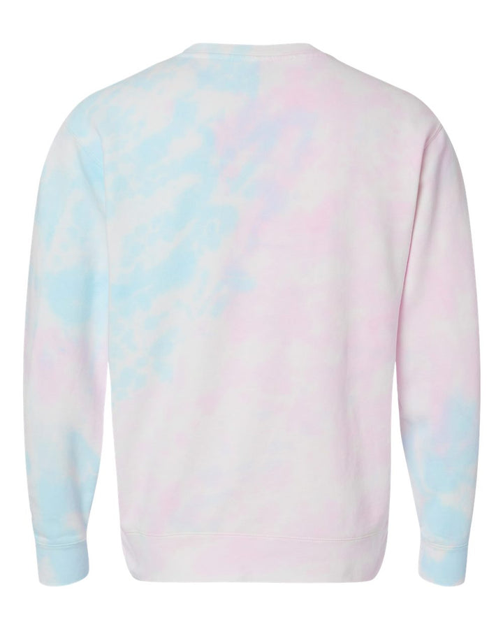 Rear View of Tie Dye Cotton Candy Midweight Tie-Dyed Crewneck Sweatshirt - PRM3500TD